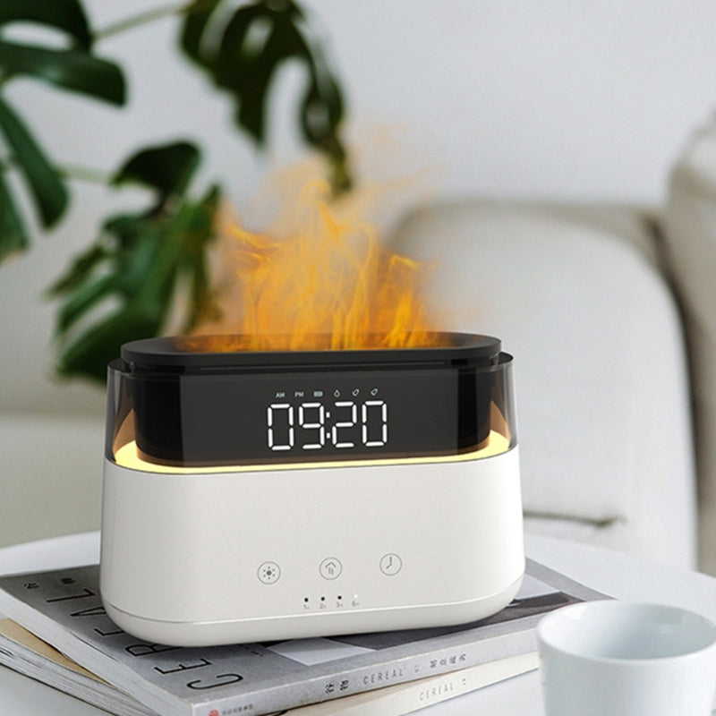 Smart Flame Humidifier with Clock - Timed Fragrance Sprayer for a Cozy Home Atmosphere
