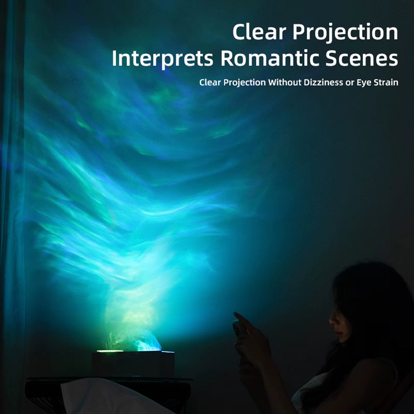 Flame Air Diffuser Humidifier with Ocean Wave Projector Light Cool Mist Humidifier Air Humidifier for Home Decor/Relaxation/Gift