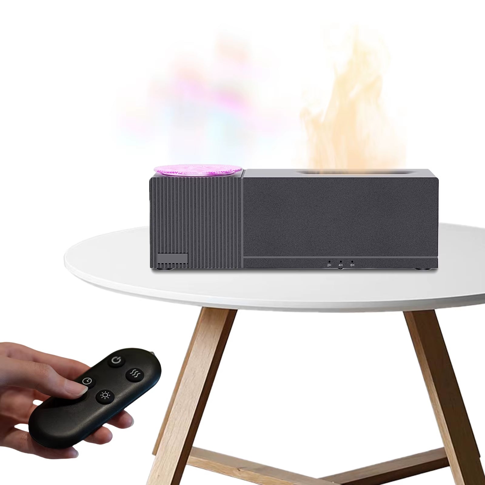 Flame Air Diffuser Humidifier with Ocean Wave Projector Light Cool Mist Humidifier Air Humidifier for Home Decor/Relaxation/Gift