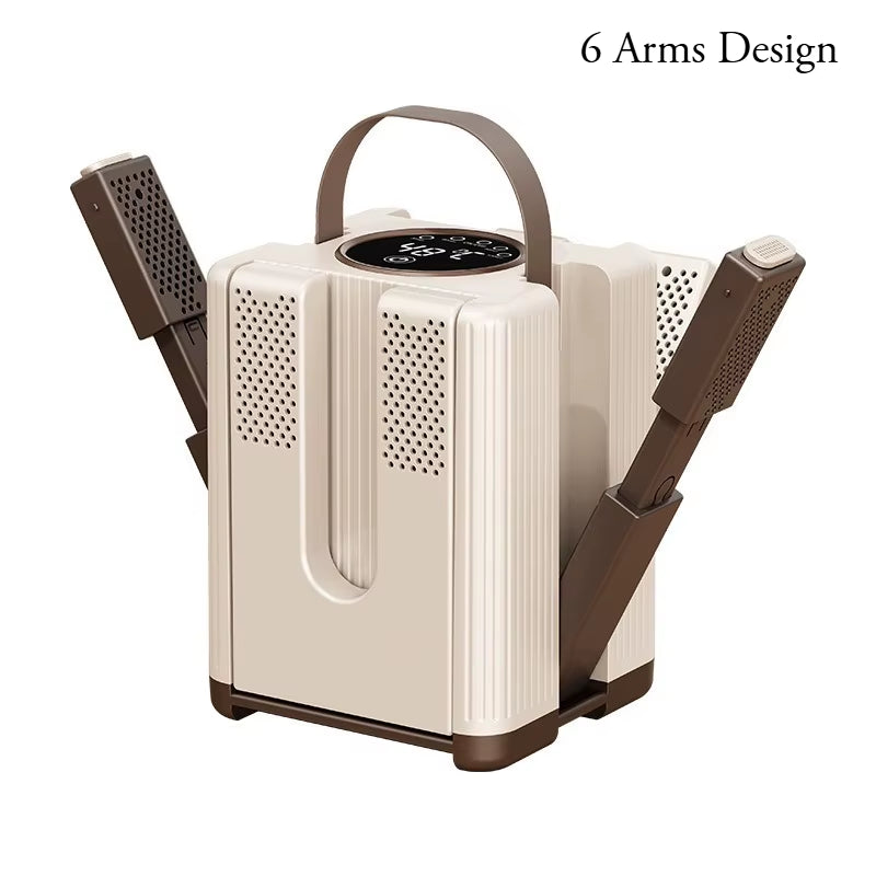 Six-Arm Foldable Shoe Dryer Electric Shoe and Boot Dryer Timing Control Household Shoe Warmer Portable Heater for Socks Boots